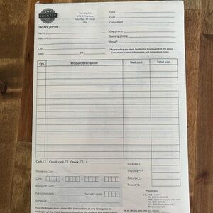 Scentsy White Order Form Pad